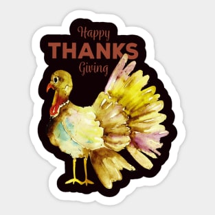 happy thanksgiving  watercolor turkey Sticker